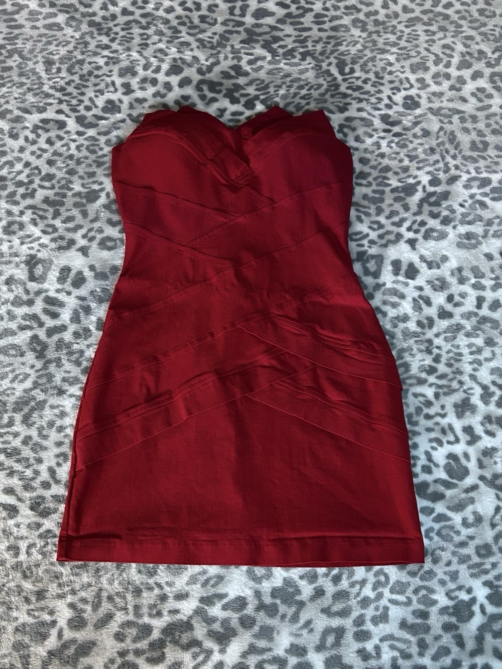 Body Central Red Strapless Bandage Bodycon Mini Dress